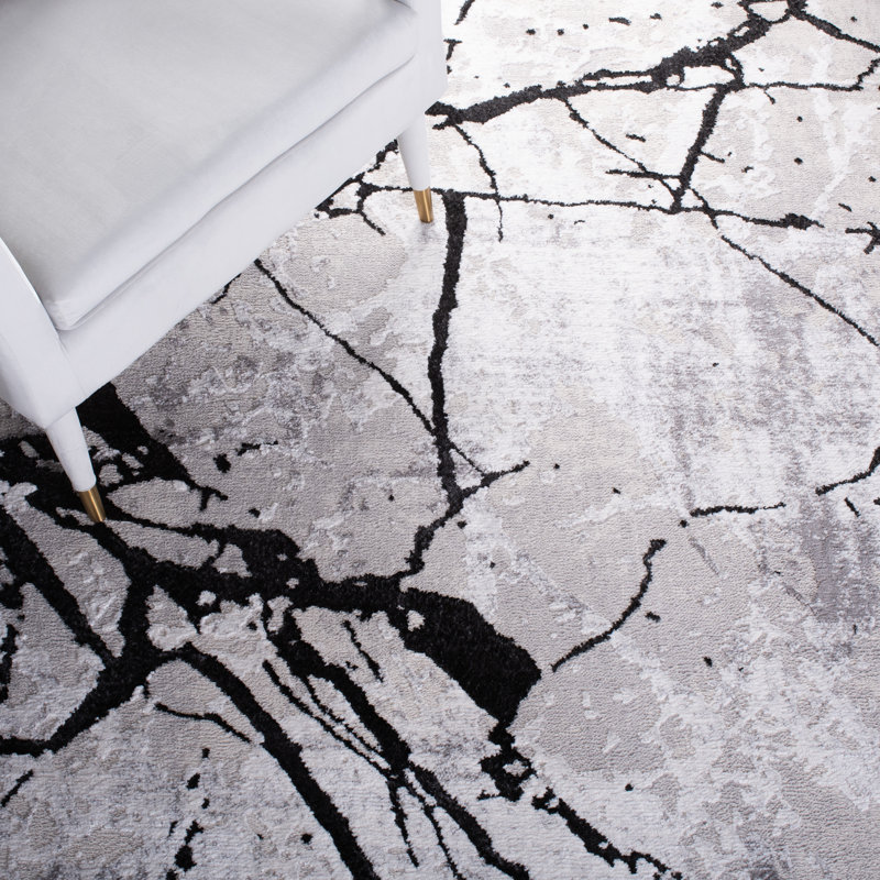 Steelside™ Metzger Gray/Black Rug & Reviews Wayfair